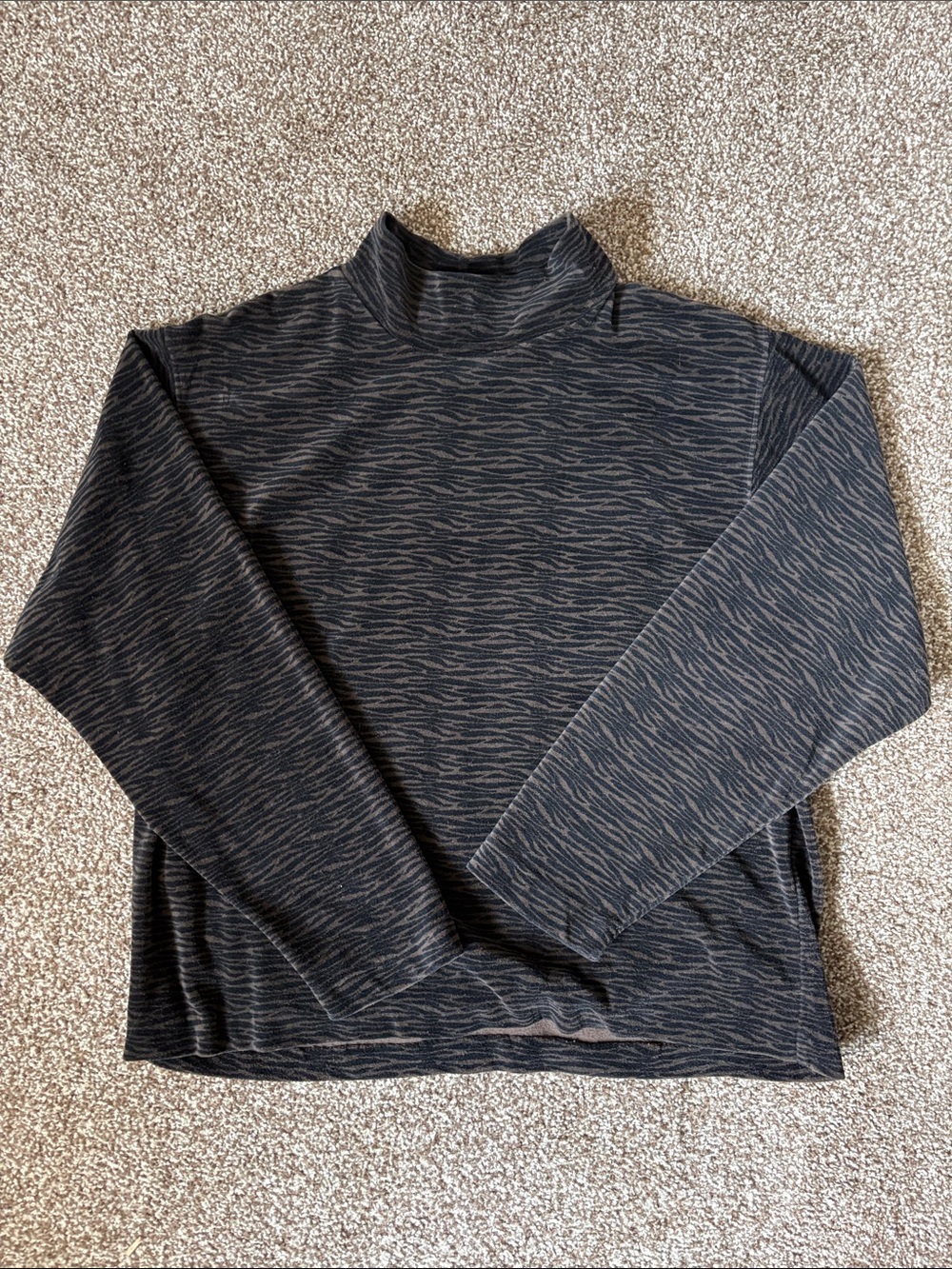 velvet animal print mock neck sweater